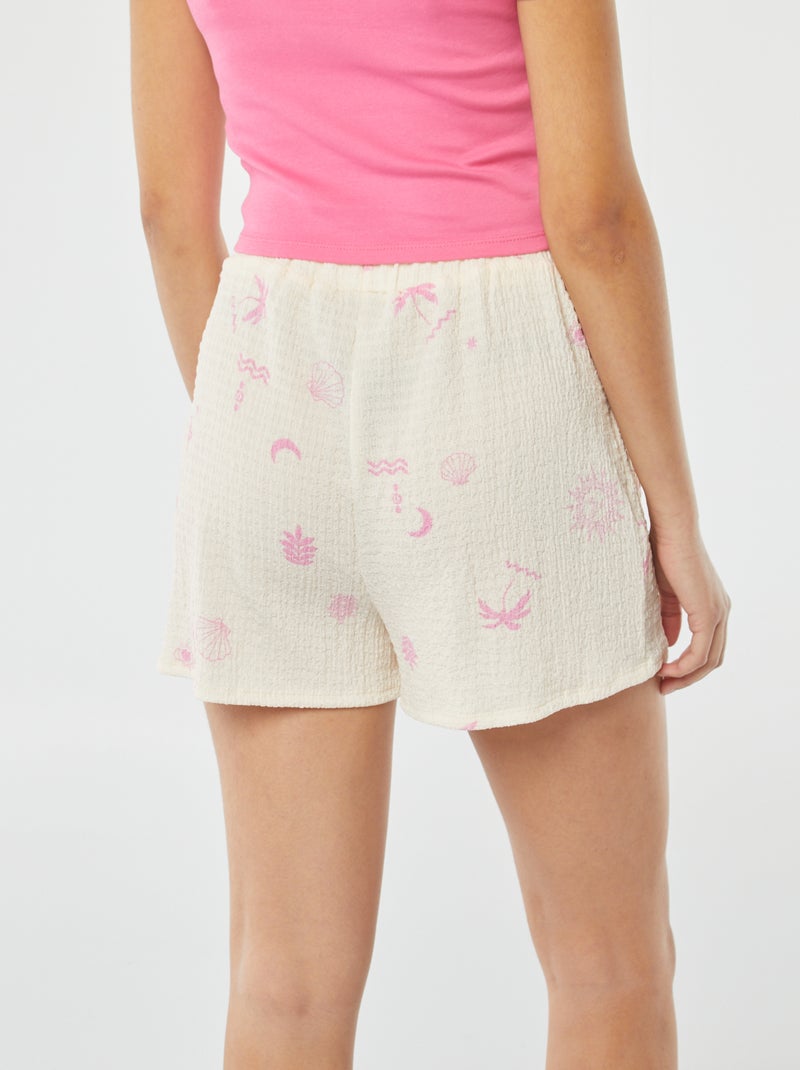 Short en maille gaufrée avec motif ROSE - Kiabi