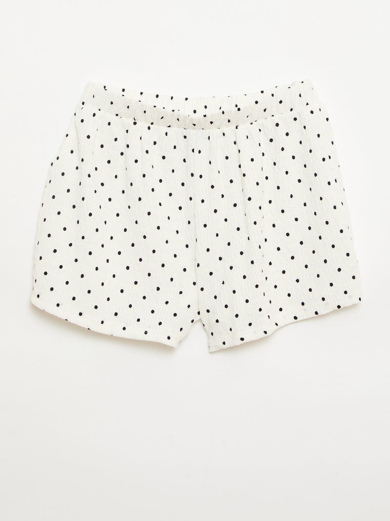 Short en maille gaufrée Blanc - Kiabi