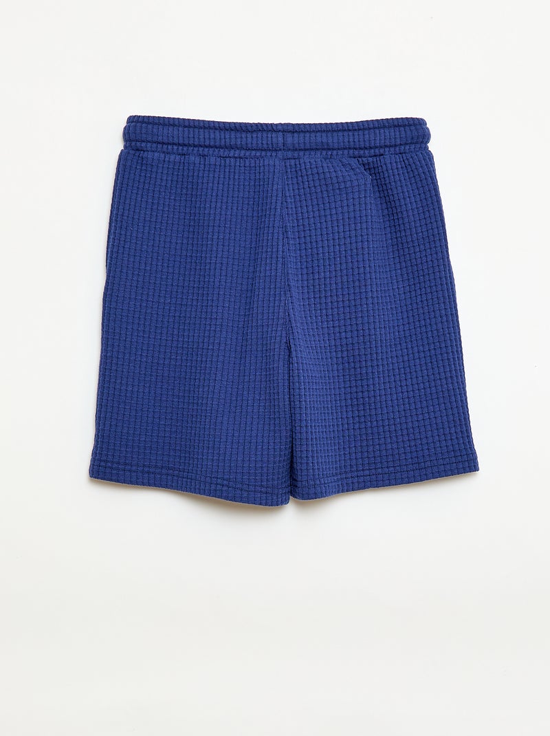 Short en maille gaufrée Bleu - Kiabi