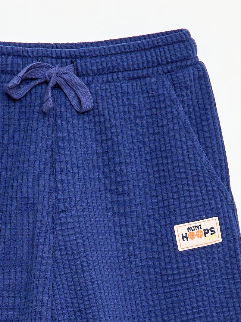 Short en maille gaufrée Bleu - Kiabi