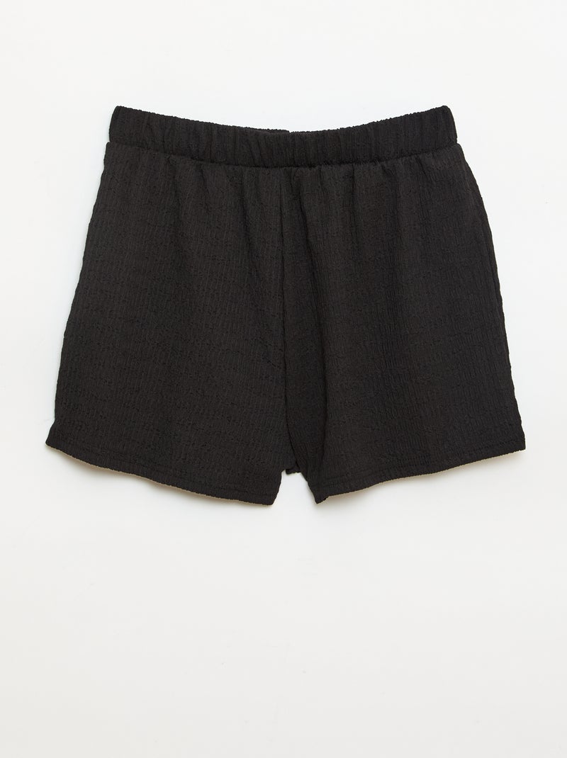 Short en maille gaufrée Noir - Kiabi
