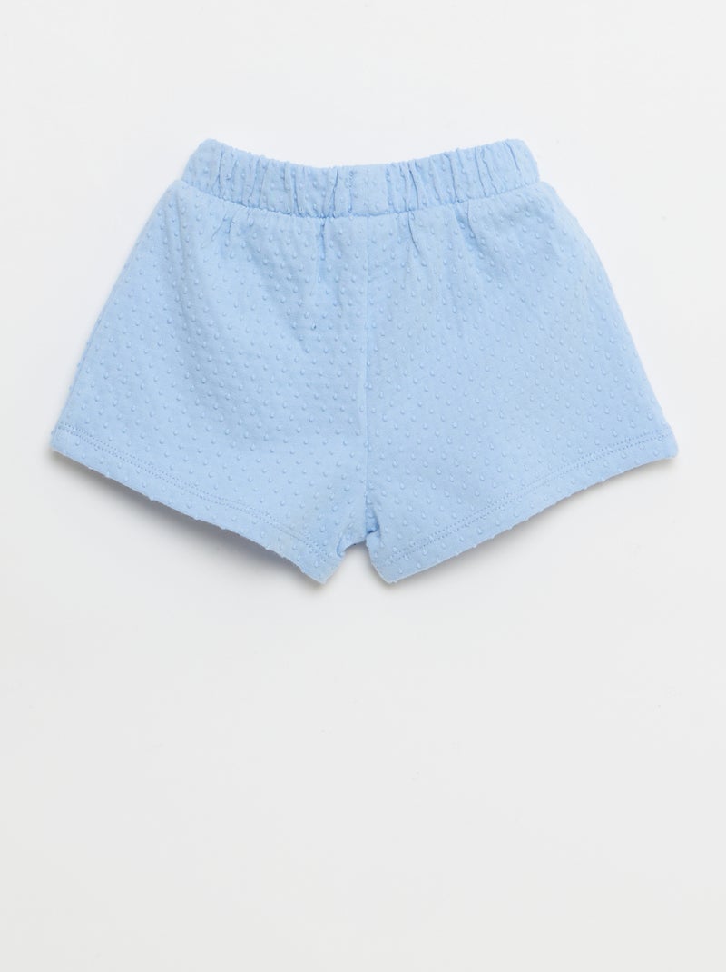 Short en maille jacquard uni avec nœud fantaisie Bleu - Kiabi