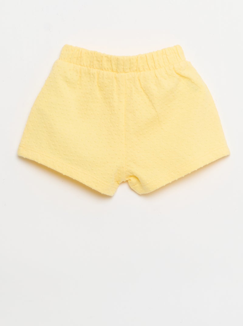 Short en maille jacquard uni avec nœud fantaisie Jaune - Kiabi