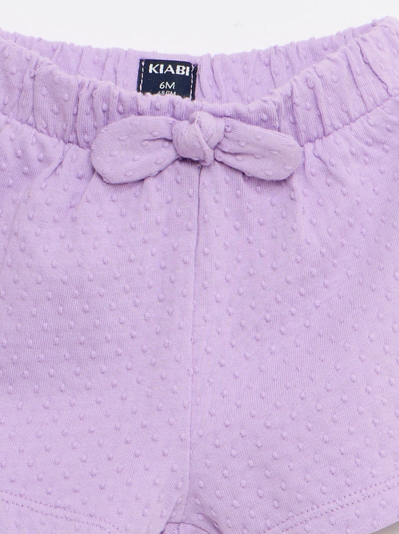 Short en maille jacquard uni avec nœud fantaisie Violet - Kiabi