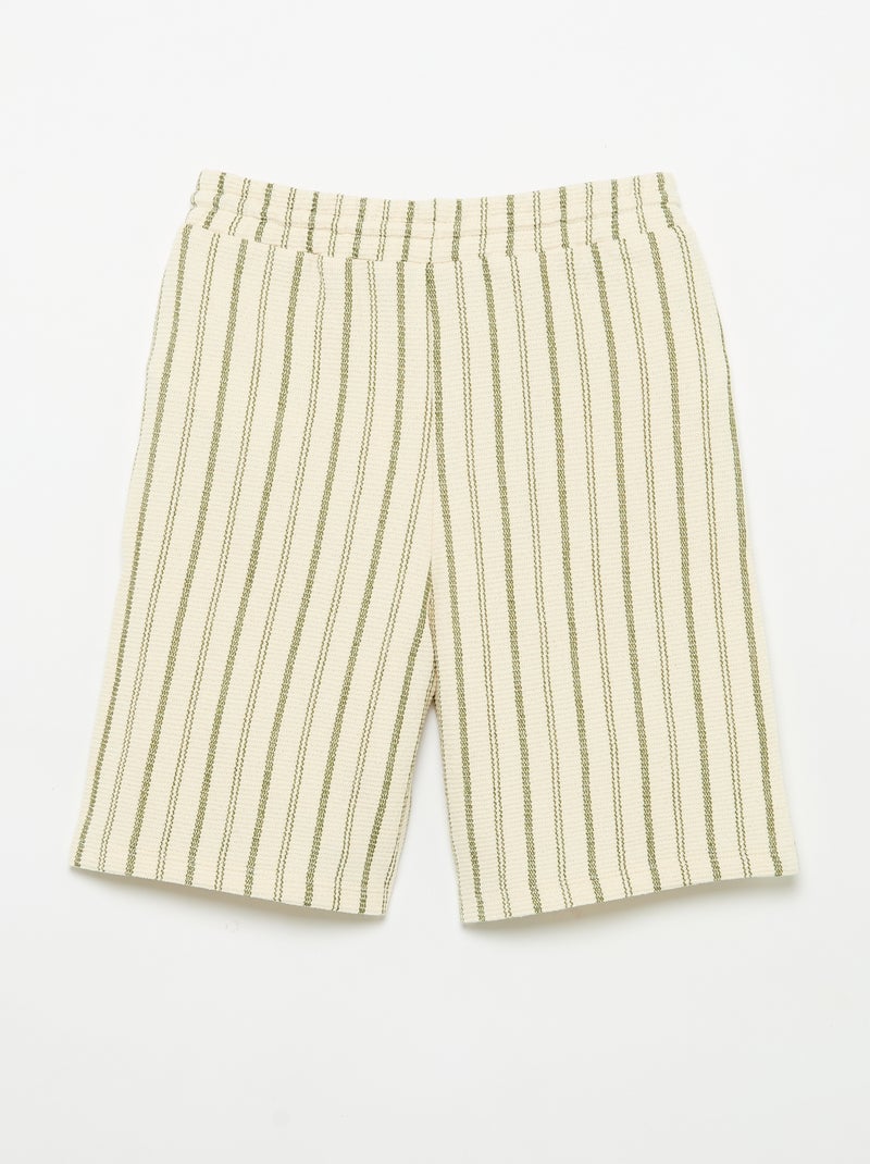 Short en maille rayée Beige - Kiabi