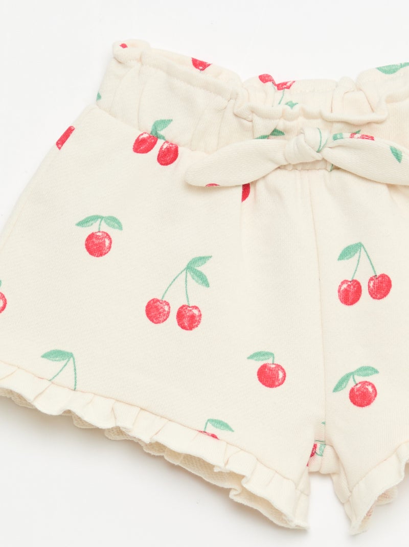 Short en molleton léger et volanté Blanc - Kiabi