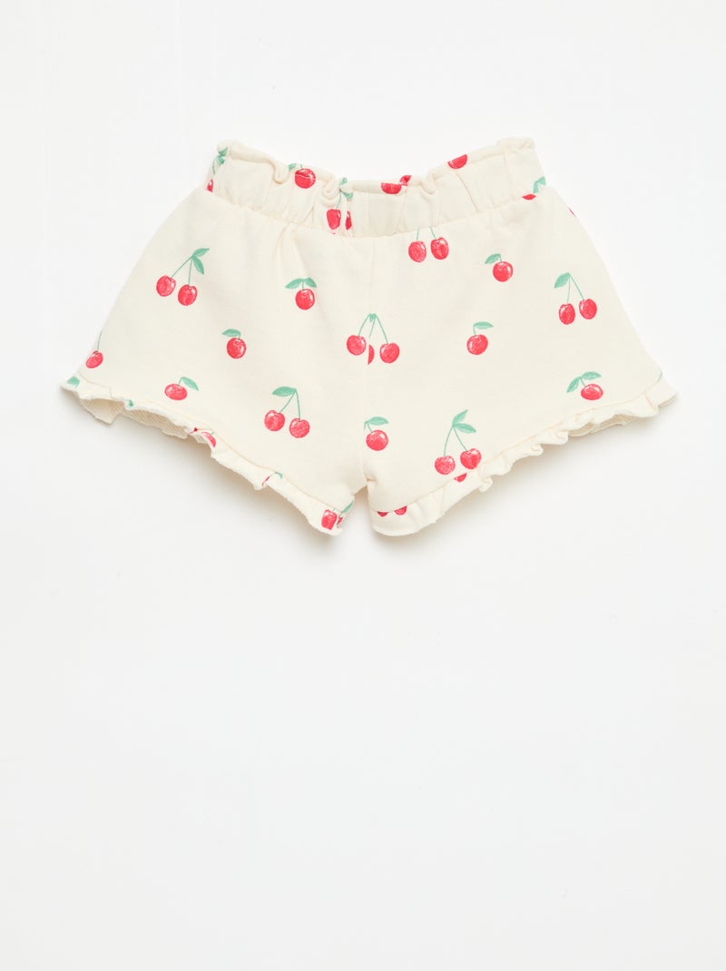 Short en molleton léger et volanté Blanc - Kiabi