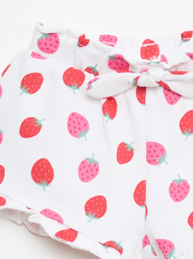 Short en molleton léger et volanté Blanc - Kiabi