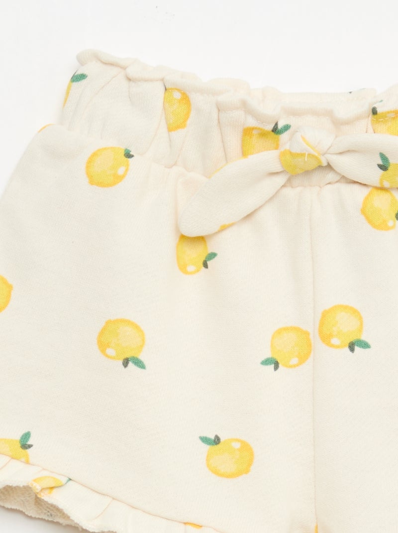 Short en molleton léger et volanté Blanc - Kiabi