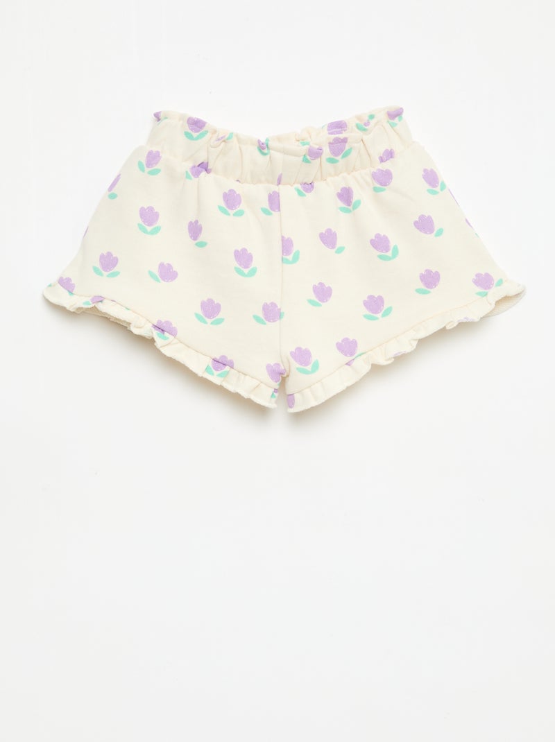 Short en molleton léger et volanté Blanc - Kiabi