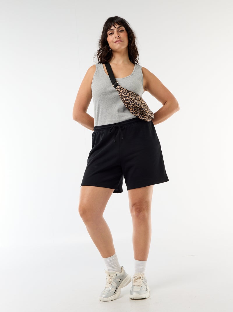 Short en molleton léger uni Noir - Kiabi