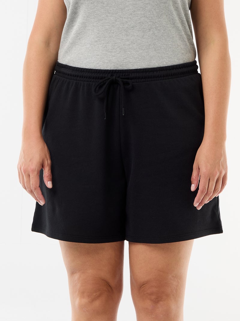 Short en molleton léger uni Noir - Kiabi