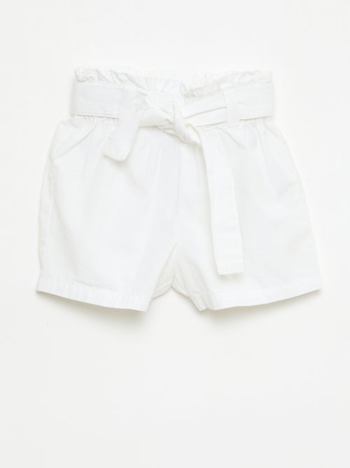 Short en popeline avec ceinture à nouer - Kiabi
