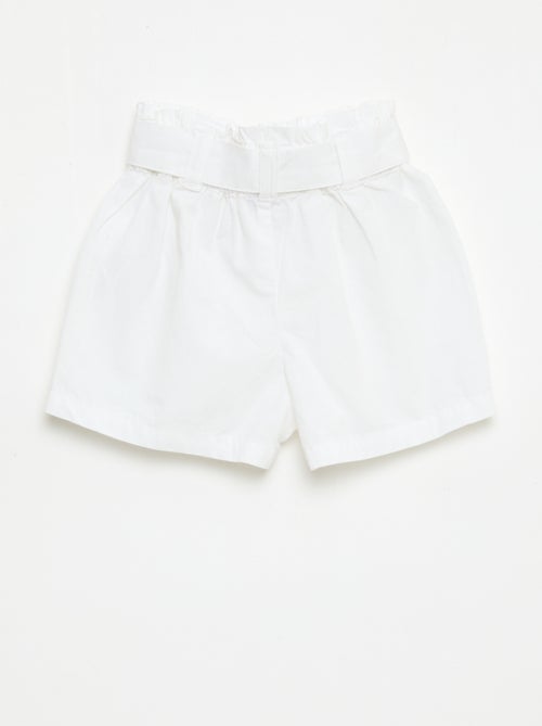 Short en popeline avec ceinture à nouer - Kiabi