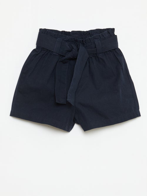Short en popeline avec ceinture à nouer - Kiabi