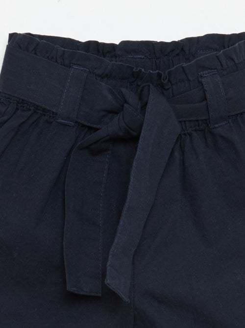 Short en popeline avec ceinture à nouer - Kiabi