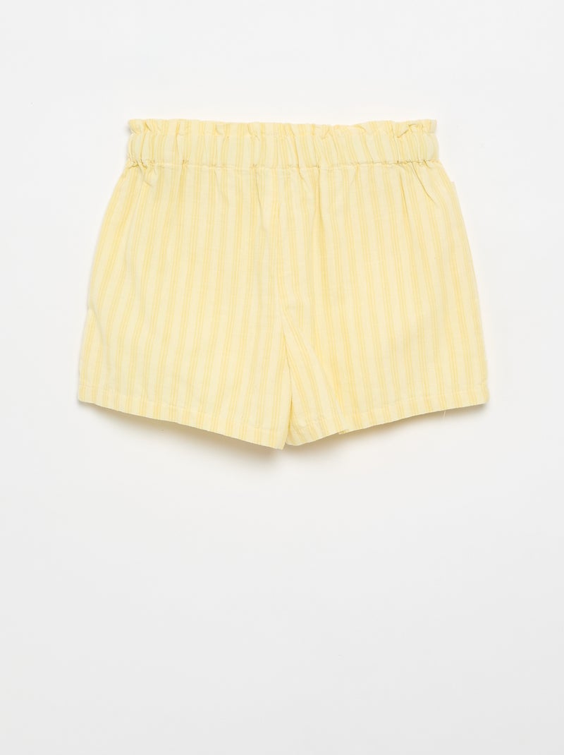 Short en seersucker coupe droite Jaune - Kiabi