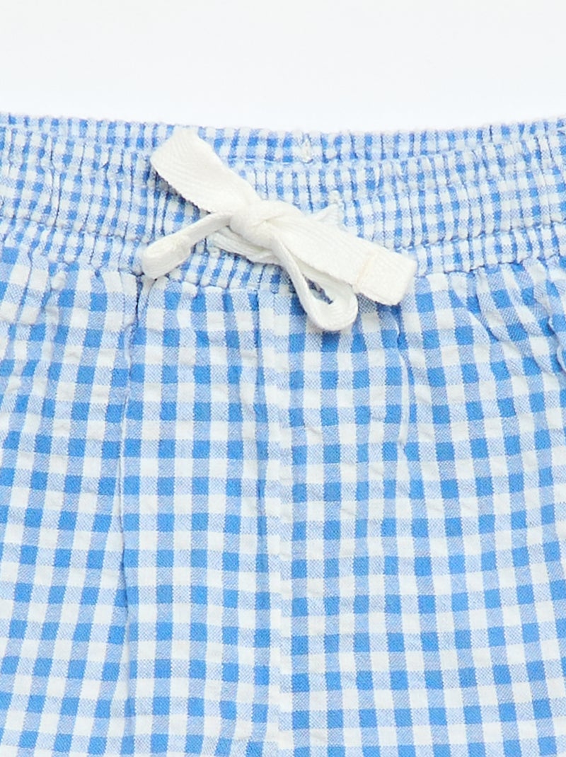 Short en seersucker motif Vichy Bleu - Kiabi