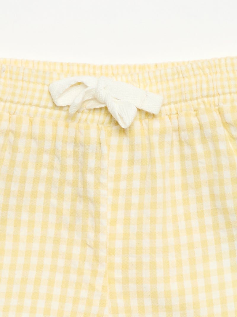 Short en seersucker motif Vichy Jaune - Kiabi
