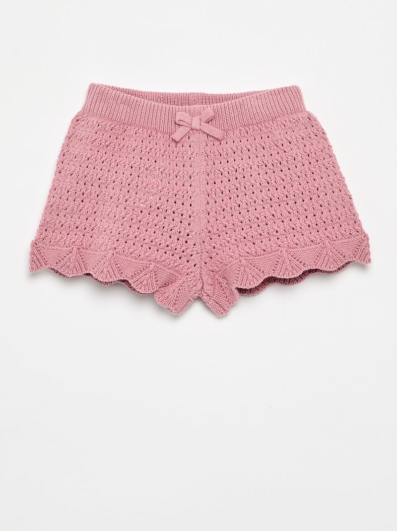Short en tricot uni Rose - Kiabi