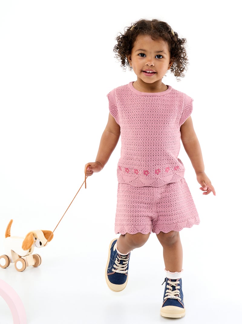 Short en tricot uni Rose - Kiabi