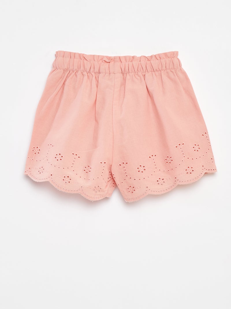 Short en voile de coton avec broderie anglaise 'Disney' Rose - Kiabi