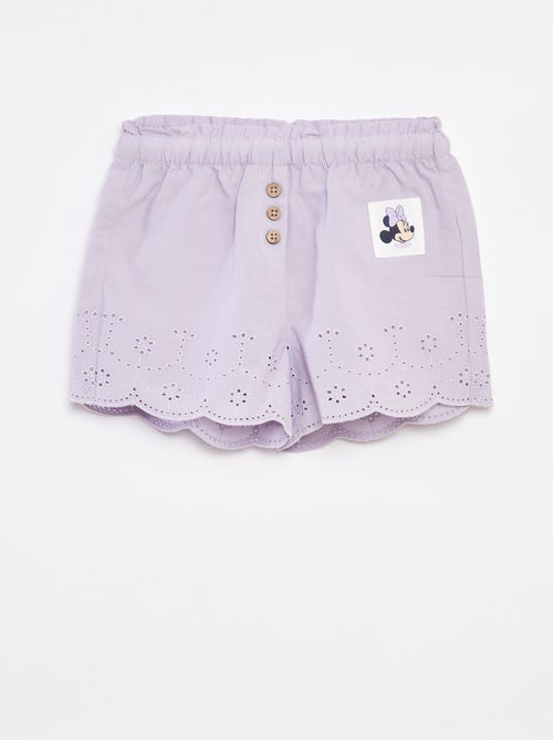 Short en voile de coton avec broderie anglaise 'Disney' - Kiabi