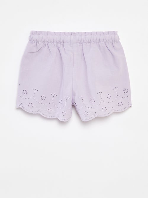 Short en voile de coton avec broderie anglaise 'Disney' - Kiabi