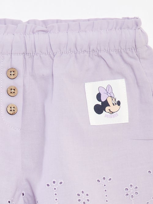 Short en voile de coton avec broderie anglaise 'Disney' - Kiabi