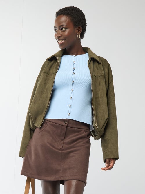 Short Faux Suede Skirt - Kiabi