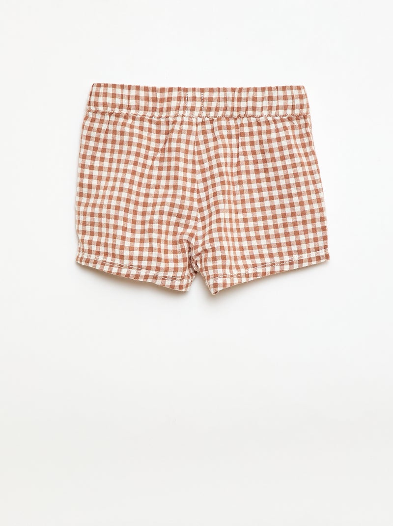 Short in cotone e lino Marrone - Kiabi