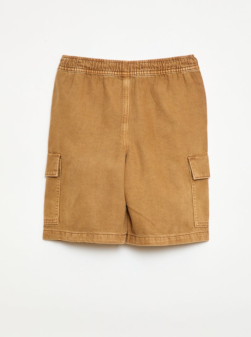Short in cotone tinta unita con coulisse Beige - Kiabi