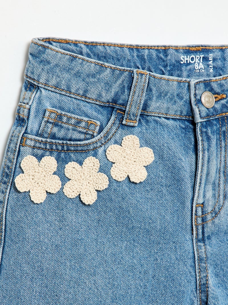 Short in denim con ricami Blu - Kiabi