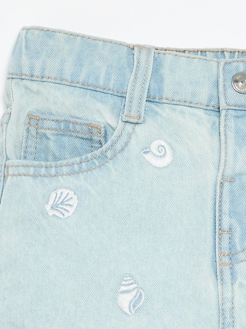 Short in denim ricamato Blu - Kiabi