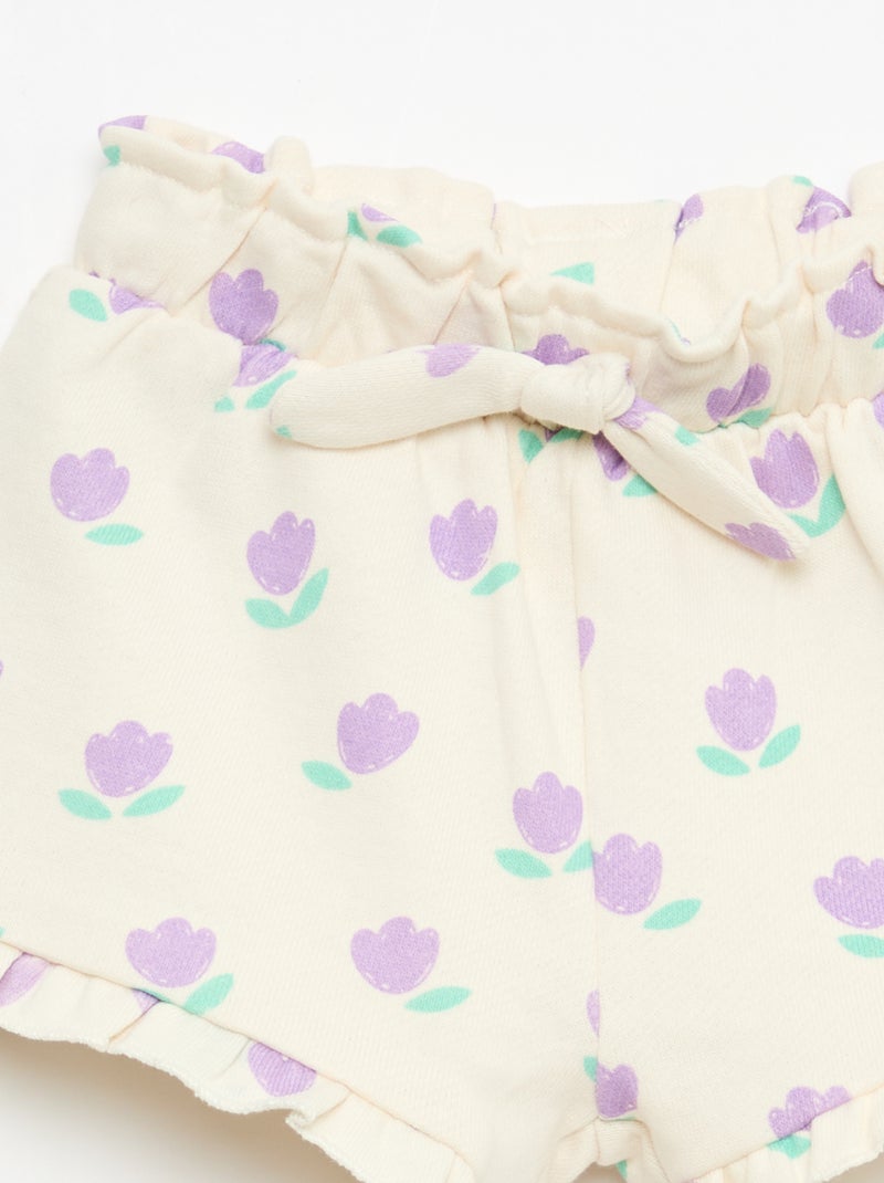 Short in felpa leggera con volant Bianco - Kiabi