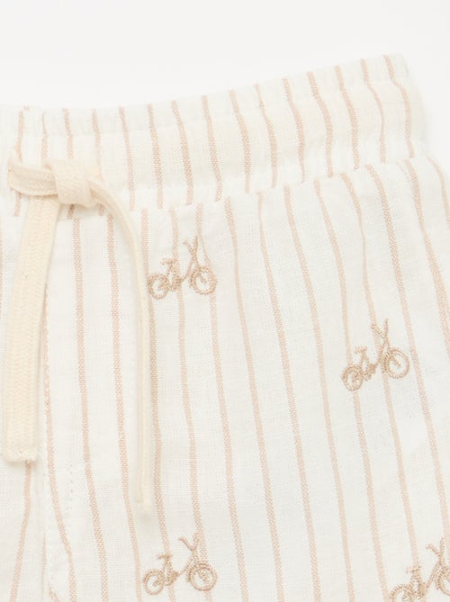 Short in misto lino a righe - Kiabi