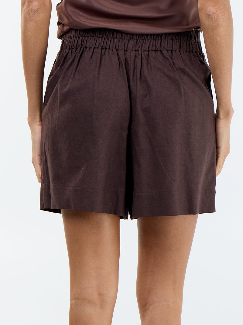 Short in misto lino tinta unita Marrone - Kiabi