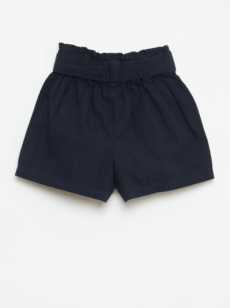 Short in popeline con cintura da annodare Blu - Kiabi