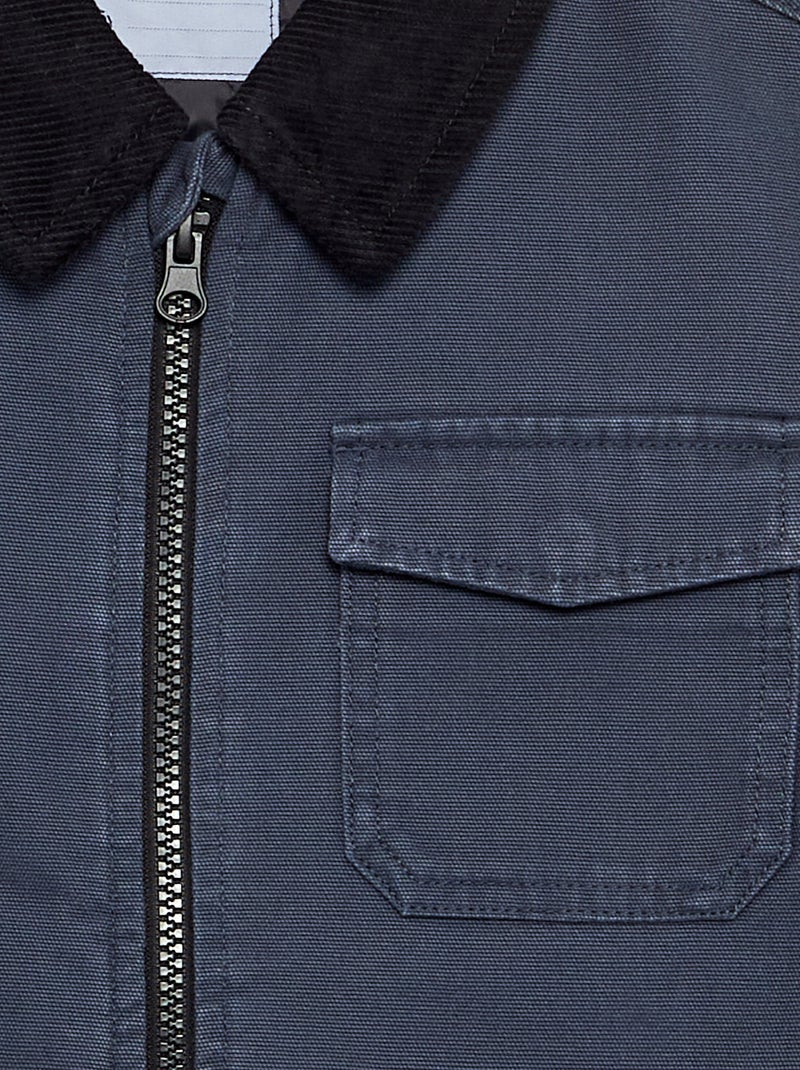 Short jacket with contrasting velvet collar Blue - Kiabi