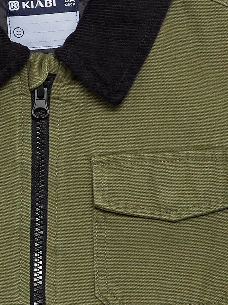 Short jacket with contrasting velvet collar Green - Kiabi