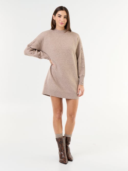 Short knit dress with button detail sleeves - Kiabi