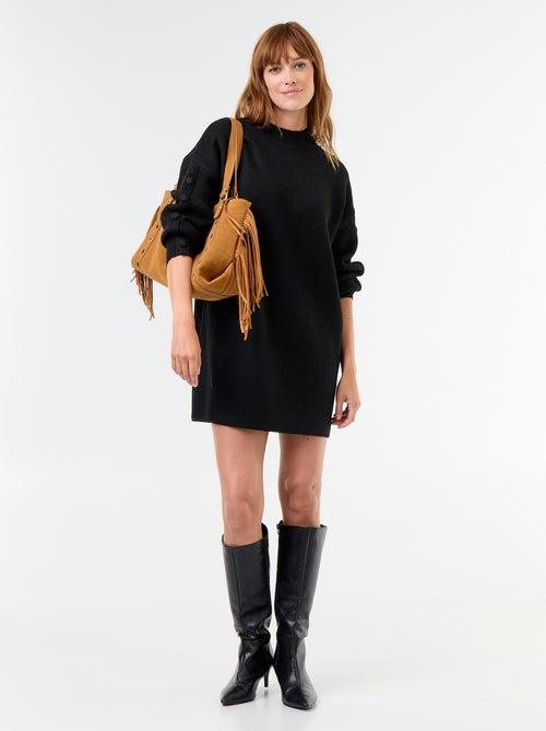 Short knit dress with button detail sleeves - Kiabi