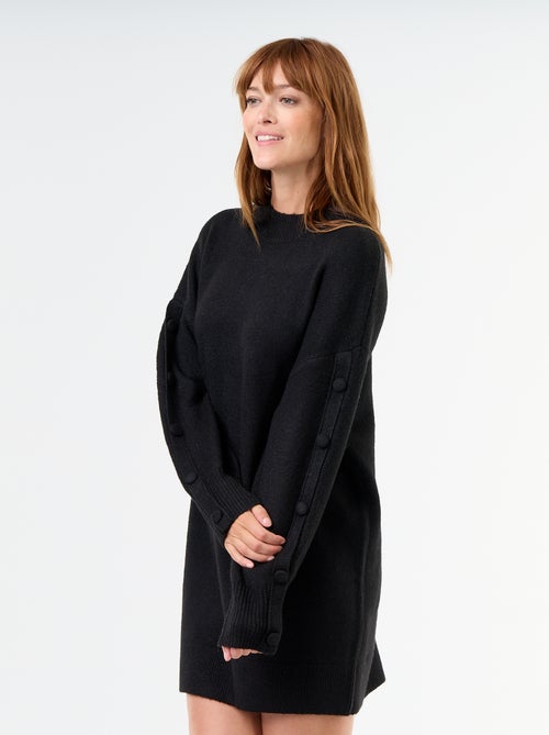 Short knit dress with button detail sleeves - Kiabi