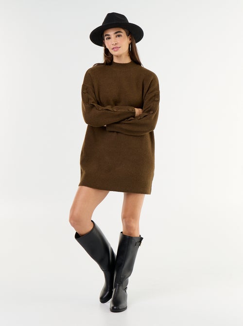 Short knit dress with button detail sleeves - Kiabi