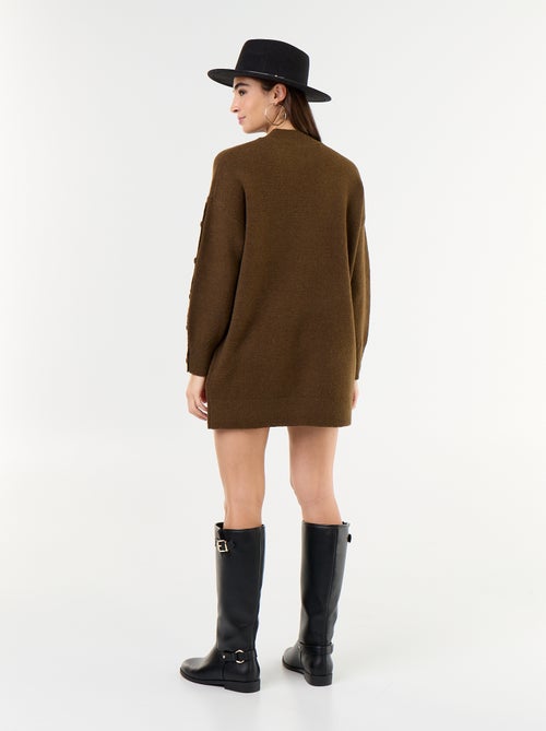 Short knit dress with button detail sleeves - Kiabi