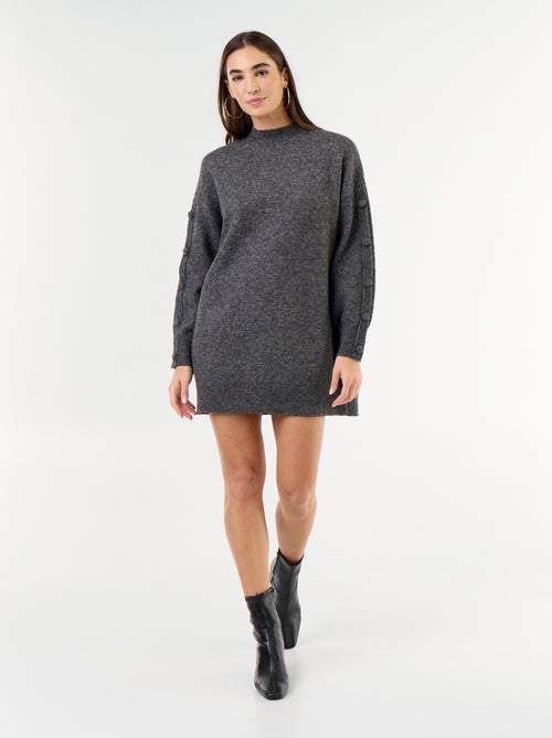 Short knit dress with button detail sleeves - Kiabi