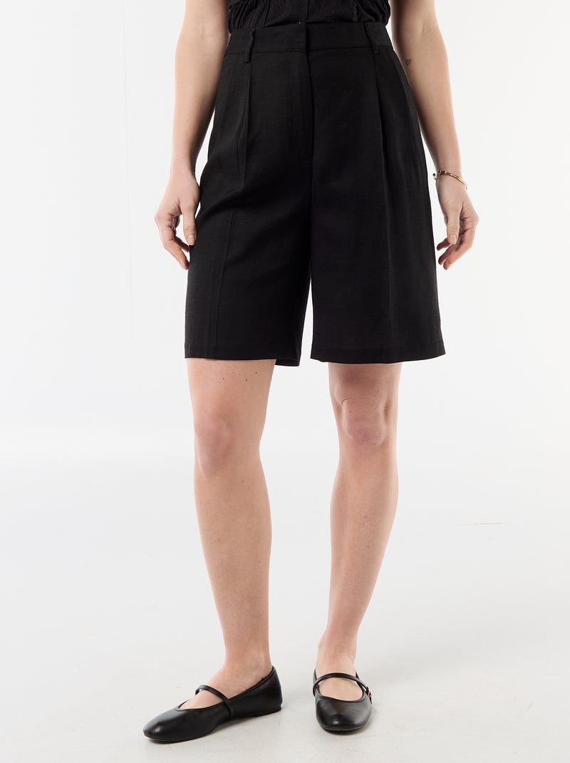 Short large à pinces Noir - Kiabi