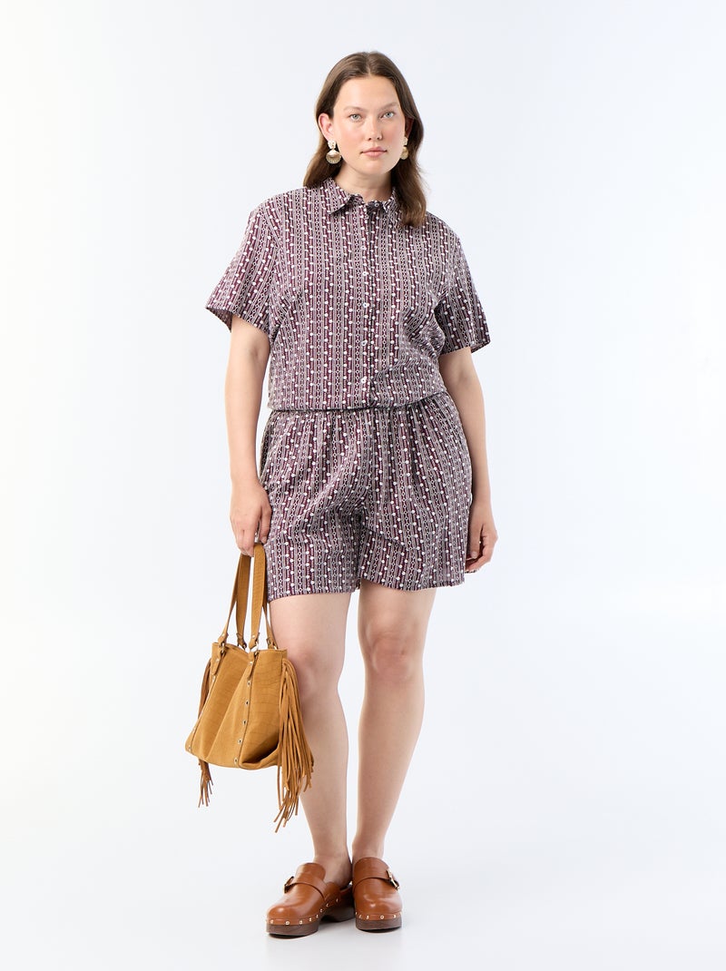 Short large avec imprimés brodés Rose - Kiabi