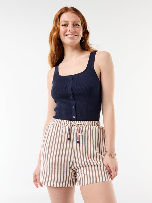 Short léger avec 2 poches en lin mélangé - Kiabi