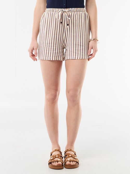 Short léger avec 2 poches en lin mélangé - Kiabi